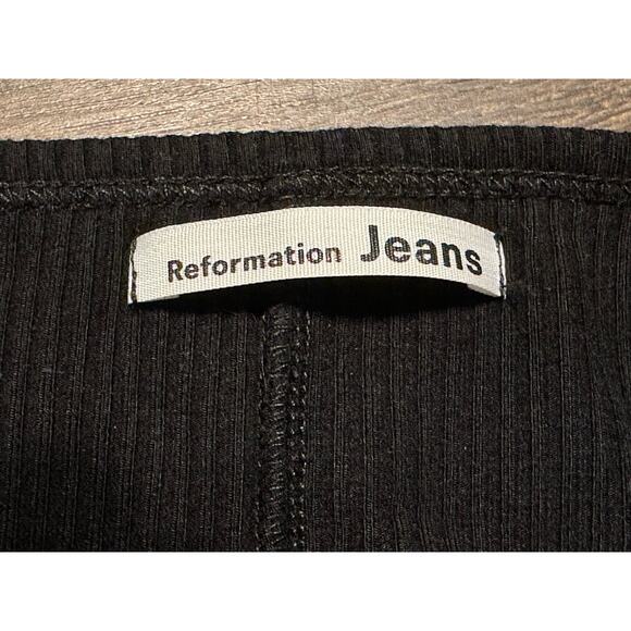 Reformation Jeans Made in USA Black 3/4 Sleeve Ribbed Top Size Small Cropped - Picture 4 of 6